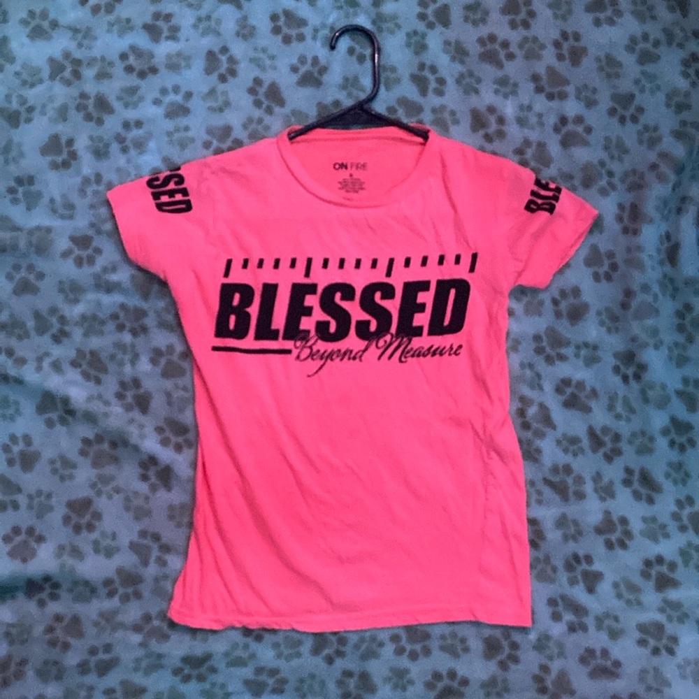 Neon pink Christian Bible verse blessed t shirt